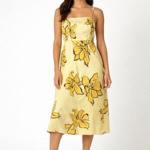 Anthropologie Hutch  Yellow Floral Midi Dress size 4